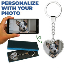 Load image into Gallery viewer, Personalized Blue Heeler Keychain – Heart Shaped – Double-Sided Glass-Key Chain-Accessories,Keychain,Upload Photo-1
