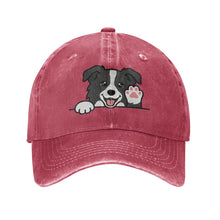 Load image into Gallery viewer, Personalized Border Collie Baseball Cap - Waving Border Collie Design - Match Your Dog's Coat Color-Hats &amp; Caps-Red-Red-One Size-2
