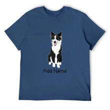 Load image into Gallery viewer, Personalized Border Collie Dad Cotton T Shirt-Apparel-Apparel, Border Collie, Dog Dad Gifts, Personalized, Shirt, T Shirt-Men&#39;s Cotton T Shirt-Navy Blue-Medium-12