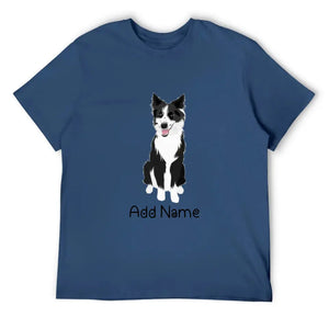 Personalized Border Collie Dad Cotton T Shirt-Apparel-Apparel, Border Collie, Dog Dad Gifts, Personalized, Shirt, T Shirt-Men's Cotton T Shirt-Navy Blue-Medium-12