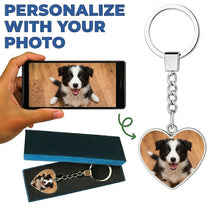 Load image into Gallery viewer, Personalized Border Collie Keychain – Heart Shaped – Double-Sided Glass-Key Chain-Accessories,Border Collie,Keychain,Upload Photo-4