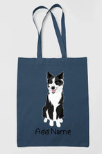 Load image into Gallery viewer, Personalized Border Collie Love Zippered Tote Bag-Accessories-Accessories, Bags, Border Collie, Dog Mom Gifts, Personalized-Zippered Tote Bag-Navy Blue-Classic-14