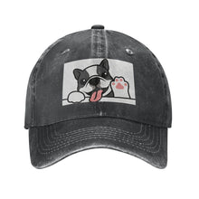 Load image into Gallery viewer, Personalized Boston Terrier Baseball Cap - Waving Boston Terrier Design - Match Your Dog's Coat Color-Hats &amp; Caps-Black-Black-One Size-4
