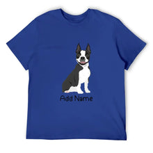 Load image into Gallery viewer, Personalized Boston Terrier Dad Cotton T Shirt-Apparel-Apparel, Boston Terrier, Dog Dad Gifts, Personalized, Shirt, T Shirt-Men&#39;s Cotton T Shirt-Blue-Medium-11