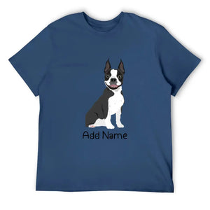 Personalized Boston Terrier Dad Cotton T Shirt-Apparel-Apparel, Boston Terrier, Dog Dad Gifts, Personalized, Shirt, T Shirt-Men's Cotton T Shirt-Navy Blue-Medium-12