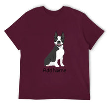 Load image into Gallery viewer, Personalized Boston Terrier Dad Cotton T Shirt-Apparel-Apparel, Boston Terrier, Dog Dad Gifts, Personalized, Shirt, T Shirt-Men&#39;s Cotton T Shirt-Maroon-Medium-15