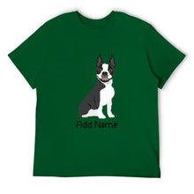 Load image into Gallery viewer, Personalized Boston Terrier Dad Cotton T Shirt-Apparel-Apparel, Boston Terrier, Dog Dad Gifts, Personalized, Shirt, T Shirt-Men&#39;s Cotton T Shirt-Green-Medium-16