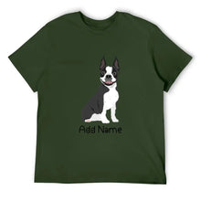 Load image into Gallery viewer, Personalized Boston Terrier Dad Cotton T Shirt-Apparel-Apparel, Boston Terrier, Dog Dad Gifts, Personalized, Shirt, T Shirt-Men&#39;s Cotton T Shirt-Army Green-Medium-17