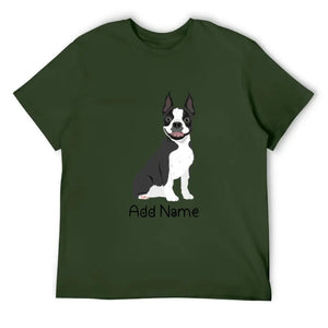 Personalized Boston Terrier Dad Cotton T Shirt-Apparel-Apparel, Boston Terrier, Dog Dad Gifts, Personalized, Shirt, T Shirt-Men's Cotton T Shirt-Army Green-Medium-17