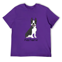 Load image into Gallery viewer, Personalized Boston Terrier Dad Cotton T Shirt-Apparel-Apparel, Boston Terrier, Dog Dad Gifts, Personalized, Shirt, T Shirt-Men&#39;s Cotton T Shirt-Purple-Medium-18