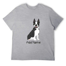 Load image into Gallery viewer, Personalized Boston Terrier Dad Cotton T Shirt-Apparel-Apparel, Boston Terrier, Dog Dad Gifts, Personalized, Shirt, T Shirt-Men&#39;s Cotton T Shirt-Gray-Medium-19