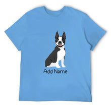 Load image into Gallery viewer, Personalized Boston Terrier Dad Cotton T Shirt-Apparel-Apparel, Boston Terrier, Dog Dad Gifts, Personalized, Shirt, T Shirt-Men&#39;s Cotton T Shirt-Sky Blue-Medium-2