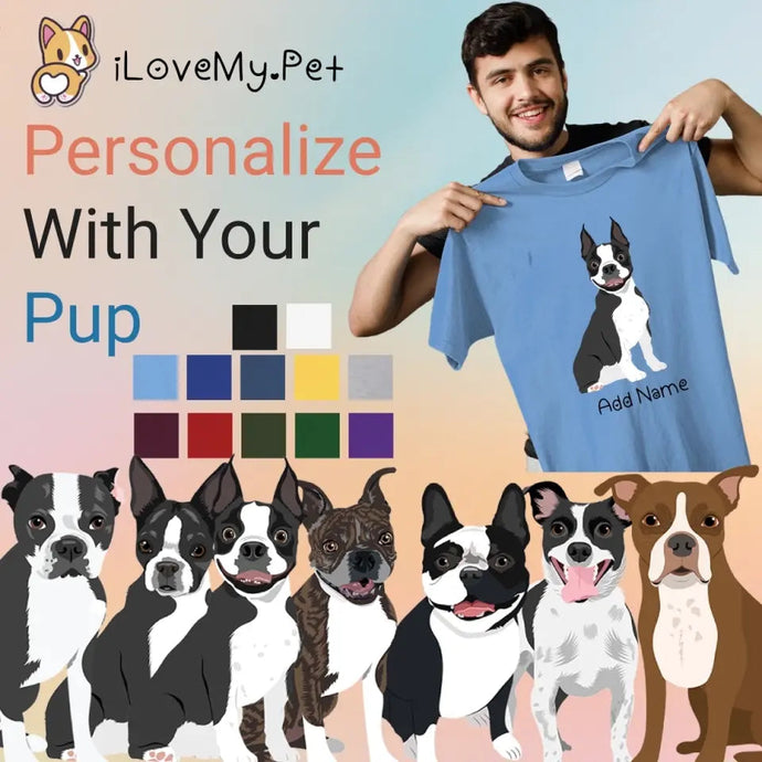 Personalized Boston Terrier Dad Cotton T Shirt-Apparel-Apparel, Boston Terrier, Dog Dad Gifts, Personalized, Shirt, T Shirt-1
