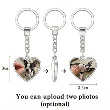 Load image into Gallery viewer, Personalized Boston Terrier Keychain – Heart Shaped – Double-Sided Glass-Key Chain-Accessories,Boston Terrier,Keychain,Upload Photo-2