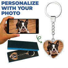 Load image into Gallery viewer, Personalized Boston Terrier Keychain – Heart Shaped – Double-Sided Glass-Key Chain-Accessories,Boston Terrier,Keychain,Upload Photo-1