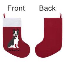 Load image into Gallery viewer, Personalized Boston Terrier Large Christmas Stocking-Christmas Ornament-Boston Terrier, Christmas, Home Decor, Personalized-Large Christmas Stocking-Christmas Red-One Size-3