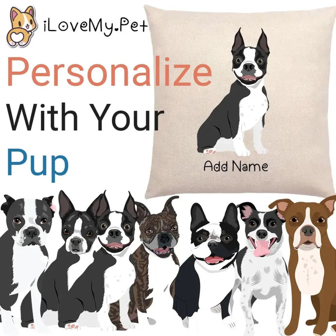 Personalized Boston Terrier Linen Pillowcase-Home Decor-Boston Terrier, Dog Dad Gifts, Dog Mom Gifts, Home Decor, Personalized, Pillows-1