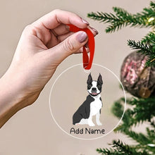 Load image into Gallery viewer, Personalized Boston Terrier Love Christmas Tree Ornaments-Christmas Ornament-Boston Terrier, Christmas, Personalized-Christmas Tree Ornaments-Transparent-3.5&quot; or 8.9 cm-2