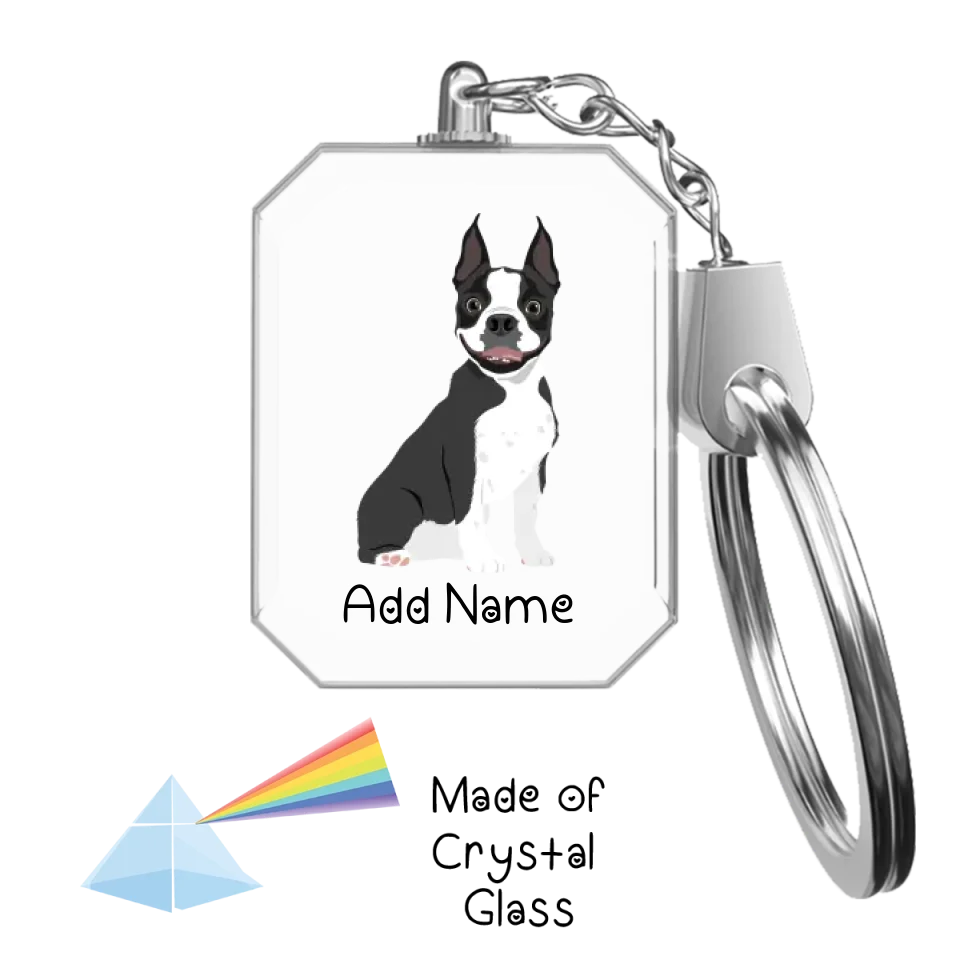 Personalized Boston Terrier Love Crystal Glass Keychain-Accessories-Boston Terrier-Crystal Keychain-Glass Crystal-One Size-2