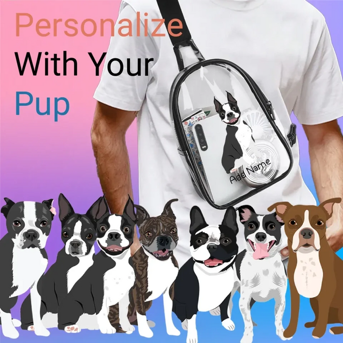 Boston-terrier transparent-sling-bag-multi