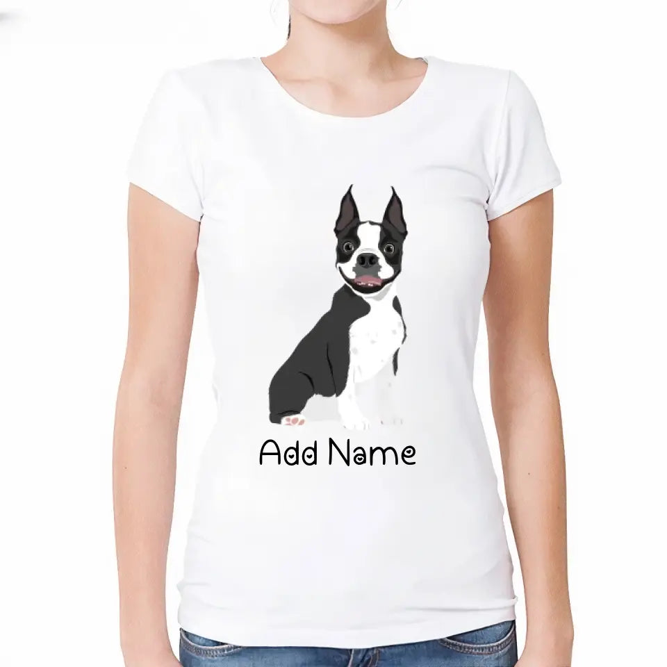 Personalized Boston Terrier T Shirt for Women-Customizer-Apparel, Boston Terrier, Dog Mom Gifts, Personalized, Shirt, T Shirt-Modal T-Shirts-White-Small-2