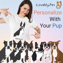 Load image into Gallery viewer, Personalized Boston Terrier T Shirt for Women-Customizer-Apparel, Boston Terrier, Dog Mom Gifts, Personalized, Shirt, T Shirt-Modal T-Shirts-White-XL-1