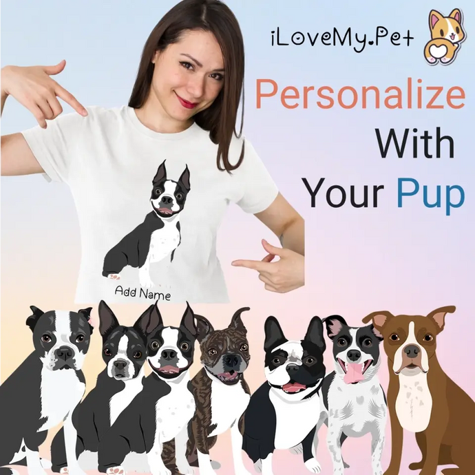 Personalized Boston Terrier T Shirt for Women-Customizer-Apparel, Boston Terrier, Dog Mom Gifts, Personalized, Shirt, T Shirt-1