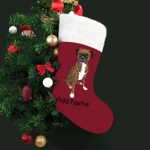 Personalized Boxer Dog Large Christmas Stocking-Christmas Ornament-Boxer, Christmas, Home Decor, Personalized-Large Christmas Stocking-Christmas Red-One Size-2