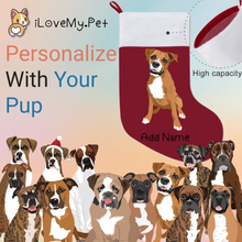 Load image into Gallery viewer, Personalized Boxer Dog Large Christmas Stocking-Christmas Ornament-Boxer, Christmas, Home Decor, Personalized-Large Christmas Stocking-Christmas Red-One Size-1