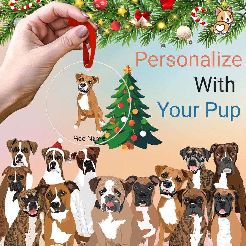 Personalized Boxer Dog Love Christmas Tree Ornaments 1296x