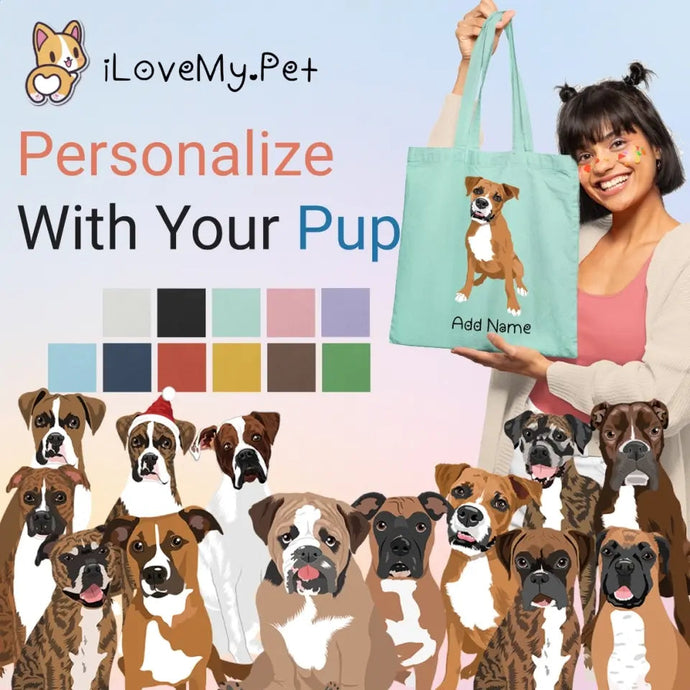 Personalized Boxer Dog Love Zippered Tote Bag-Accessories-Accessories, Bags, Boxer, Dog Mom Gifts, Personalized-1