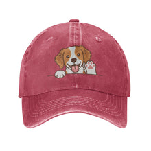 Load image into Gallery viewer, Personalized Brittany Spaniel Baseball Cap - Waving Brittany Spaniel Design - Match Your Dog's Coat Color-Hats &amp; Caps-Accessories,Baseball Caps,Brittany Spaniel,Dog Dad Gifts,Dog Mom Gifts-Red-One Size-1