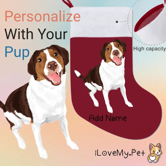 Personalized Brittany Spaniel Large Christmas Stocking-Christmas Ornament-Brittany Spaniel, Christmas, Home Decor, Personalized-Large Christmas Stocking-Christmas Red-One Size-1