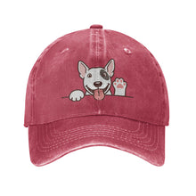 Load image into Gallery viewer, Personalized Bull Terrier Baseball Cap - Waving Bull Terrier Design - Match Your Dog's Coat Color-Hats &amp; Caps-Accessories,Baseball Caps,Bull Terrier,Dog Dad Gifts,Dog Mom Gifts-Red-One Size-1