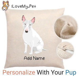 Personalized Bull Terrier Linen Pillowcase-Home Decor-Bull Terrier, Dog Dad Gifts, Dog Mom Gifts, Home Decor, Personalized, Pillows-Linen Pillow Case-Cotton-Linen-12"x12"-1