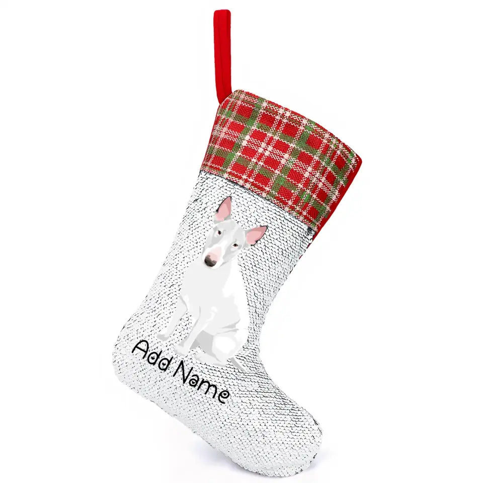 Personalized Bull Terrier Shiny Sequin Christmas Stocking-Christmas Ornament-Bull Terrier, Christmas, Home Decor, Personalized-Sequinned Christmas Stocking-Sequinned Silver White-One Size-2