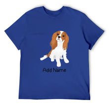 Load image into Gallery viewer, Personalized Cavalier King Charles Spaniel Dad Cotton T Shirt-Apparel-Apparel, Cavalier King Charles Spaniel, Dog Dad Gifts, Personalized, Shirt, T Shirt-Men&#39;s Cotton T Shirt-Blue-Medium-11