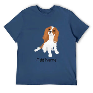 Personalized Cavalier King Charles Spaniel Dad Cotton T Shirt-Apparel-Apparel, Cavalier King Charles Spaniel, Dog Dad Gifts, Personalized, Shirt, T Shirt-Men's Cotton T Shirt-Navy Blue-Medium-12