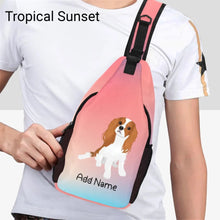 Load image into Gallery viewer, Personalized Cavalier King Charles Spaniel Unisex Sling Bag-Accessories-Cavalier King Charles Spaniel-Unisex Sling Bag Backpack-Tropical Sunset-One Size-20