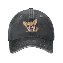 Load image into Gallery viewer, Personalized Chihuahua Baseball Cap - Waving Chihuahua Design - Match Your Dog's Coat Color-Hats &amp; Caps-Accessories,Baseball Caps,Chihuahua,Dog Dad Gifts,Dog Mom Gifts-Black-One Size-2