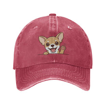 Load image into Gallery viewer, Personalized Chihuahua Baseball Cap - Waving Chihuahua Design - Match Your Dog's Coat Color-Hats &amp; Caps-Accessories,Baseball Caps,Chihuahua,Dog Dad Gifts,Dog Mom Gifts-Red-One Size-1