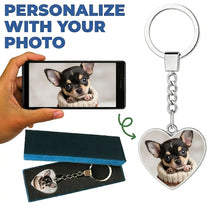 Load image into Gallery viewer, Personalized Chihuahua Keychain – Heart Shaped – Double-Sided Glass-Key Chain-Accessories,Chihuahua,Keychain,Upload Photo-4