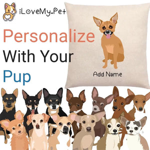 Personalized Chihuahua Linen Pillowcase-Home Decor-Chihuahua, Dog Dad Gifts, Dog Mom Gifts, Home Decor, Personalized, Pillows-Linen Pillow Case-Cotton-Linen-12"x12"-1