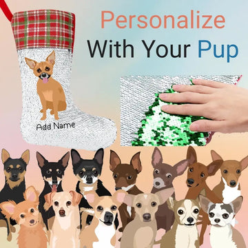 Personalized Chihuahua Shiny Sequin Christmas Stocking 360x