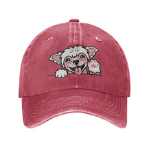 Load image into Gallery viewer, Personalized Chinese Crested Baseball Cap - Waving Chinese Crested Design - Match Your Dog's Coat Color-Hats &amp; Caps-Accessories,Baseball Caps,Chinese Crested,Dog Dad Gifts,Dog Mom Gifts-Red-One Size-1