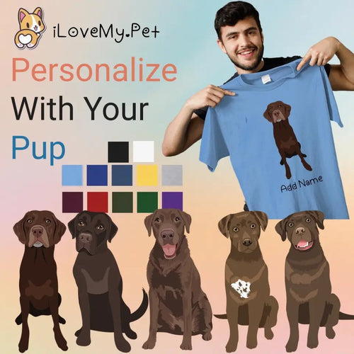 Personalized Chocolate Labrador Dad Cotton T Shirt-Apparel-Apparel, Chocolate Labrador, Dog Dad Gifts, Labrador, Personalized, Shirt, T Shirt-Men's Cotton T Shirt-Sky Blue-Medium-1