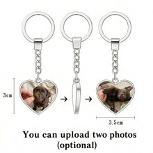 Load image into Gallery viewer, Personalized Chocolate Labrador Keychain - Heart Shaped - Double-Sided Glass-Key Chain-Accessories,Chocolate Labrador,Keychain,Upload Photo-2