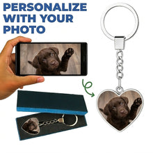 Load image into Gallery viewer, Personalized Chocolate Labrador Keychain - Heart Shaped - Double-Sided Glass-Key Chain-Accessories,Chocolate Labrador,Keychain,Upload Photo-Only Keychain-4