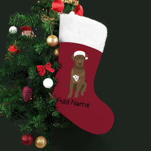 Load image into Gallery viewer, Personalized Chocolate Labrador Large Christmas Stocking-Christmas Ornament-Chocolate Labrador, Christmas, Home Decor, Labrador, Personalized-Large Christmas Stocking-Christmas Red-One Size-2