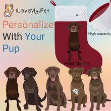 Load image into Gallery viewer, Personalized Chocolate Labrador Large Christmas Stocking-Christmas Ornament-Chocolate Labrador, Christmas, Home Decor, Labrador, Personalized-Large Christmas Stocking-Christmas Red-One Size-1